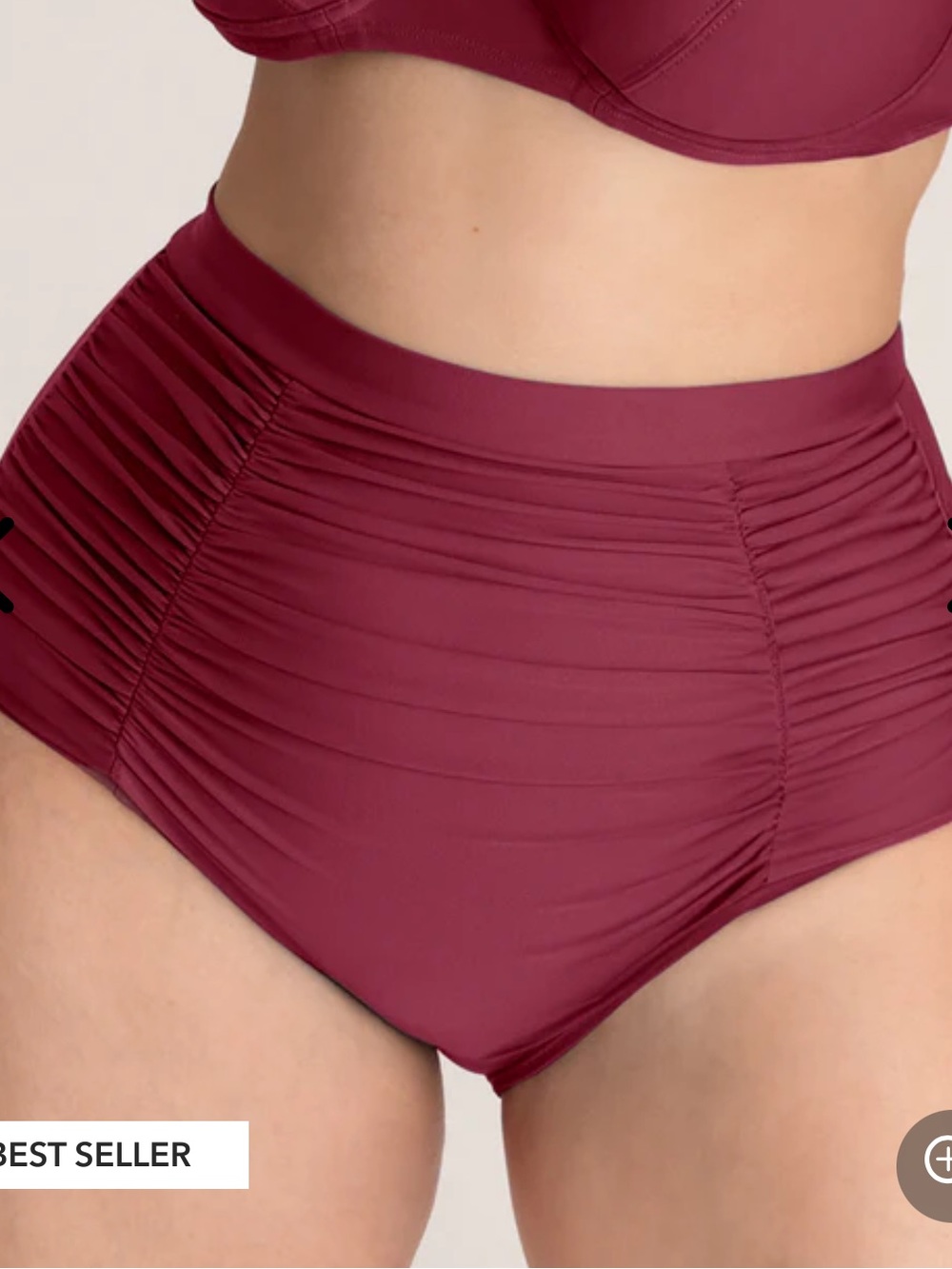 Shaper Mint Best Selling High-Waist Burgundy Ruched Bikini Bottoms